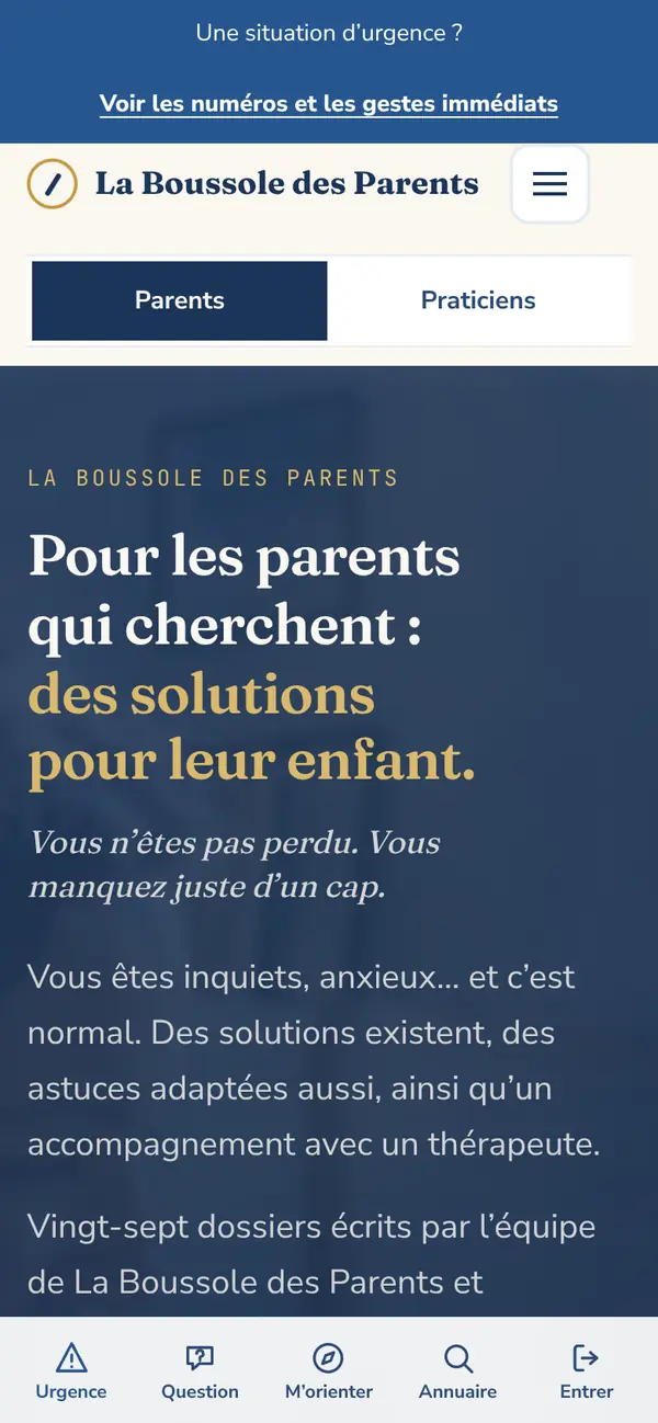 laboussoledesparents.fr sur téléphone