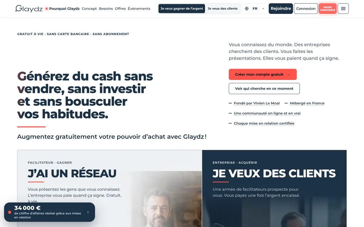 Page d'accueil de glaydz.fr sur ordinateur