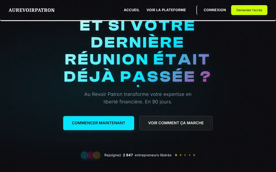 Page d’accueil de aurevoirpatron.fr