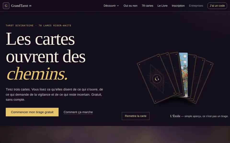Page d’accueil de grandtarot.fr